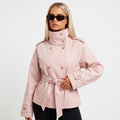 Amy belted trench jacket studio cool model Pink zoomed