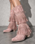 Women's Boots Fringed Western Tiered Fringe Knee High